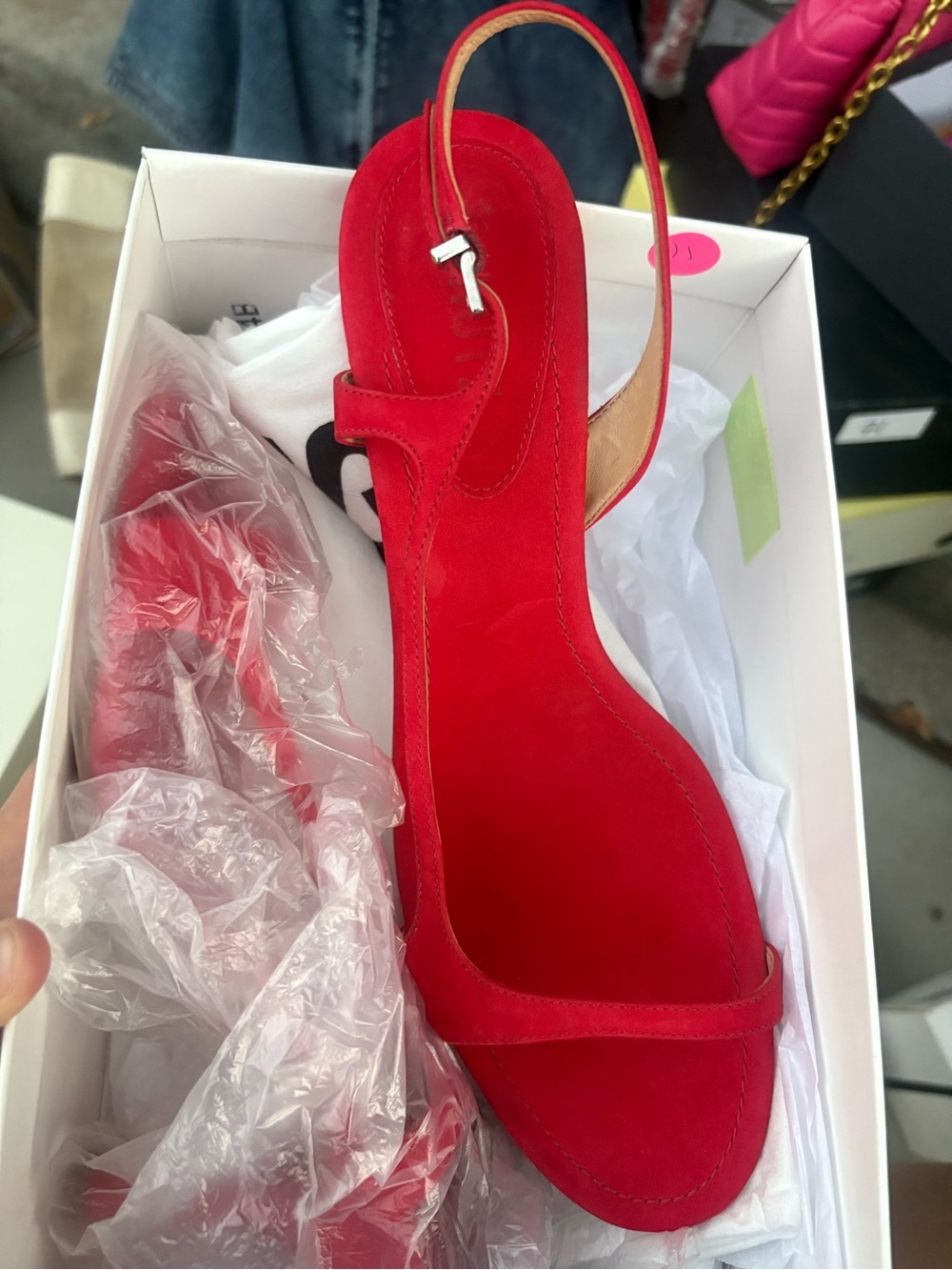 SCHUTZ Red Suede Slingback Pumps - Picture 7 of 8